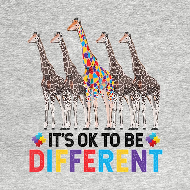 Autism Awareness Cute Giraffe Animal It's Ok To Be Different by SabraAstanova